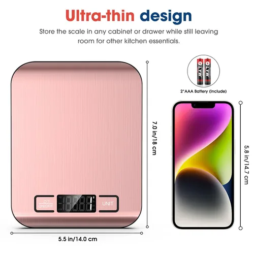 Miniatura 4 de Mik-Nana Báscula de Alimentos, Báscula Digital de Cocina de 22 libras que Pesa en Gramos y Onzas para Hornear, Cocinar, Café, Paquete, Envío, 6