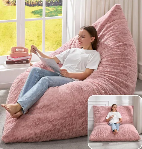 Miniatura 26 de Hobestluk Silla Puf 3 en 1, Sillas Puf Gigantes para Adultos con Cubierta de Burbujas, Cojín de Suelo Convertible con Cubierta Lavable a Máquina
