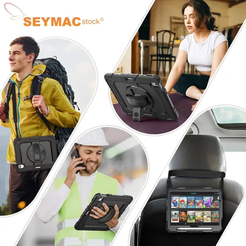 Miniatura 6 de SEYMAC stock Funda protectora para iPad Air de 11 pulgadas M3 2025/M2 2024 (Air 7ª/6ª generación), funda resistente con protector de pantalla