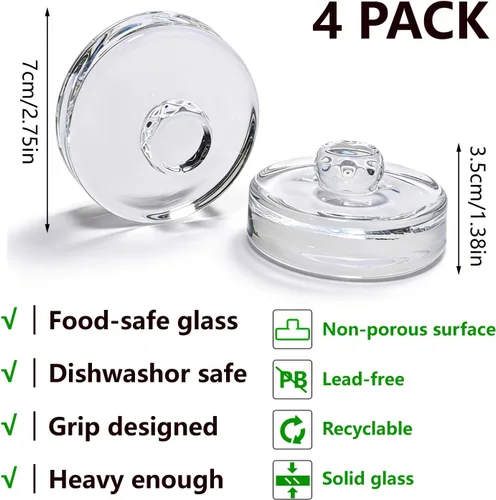 Miniatura 3 de Paquete de 4 pesos de fermentación con mango de fácil agarre, pesas de fermentación de vidrio para frascos Mason de boca ancha, kit de fermentación