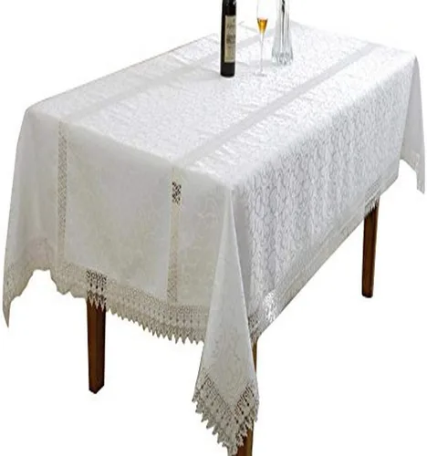 Rubí Bordado Vintage Encaje Diseño 70 "x 108" Oblongo/Rectángulo Mantel Color Blanco