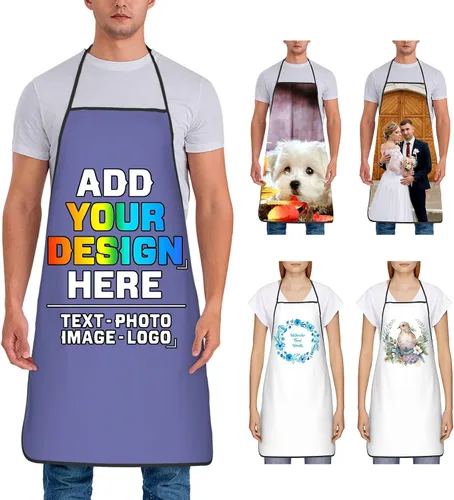 Miniatura 41 de Delantal personalizado para mujer, personalizado para añadir tu propio nombre, texto, logotipo, foto, chef, delantal de cocina para barbacoa