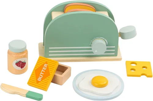 Tostadora de madera para niños, juguete para hacer pan, accesorios de cocina Montessori para niñas y niños pequeños (fabricante de pan)