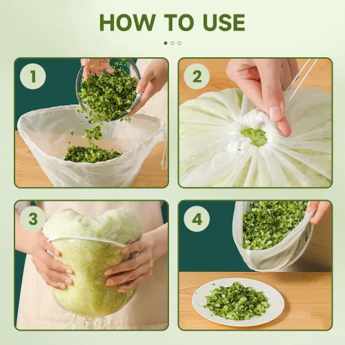 Miniatura 6 de Bolsa de tela de queso para colar, 3 piezas de tela de queso reutilizable con bordes cerrados, tela de malla fina, bolsas de leche de soja, bolsas
