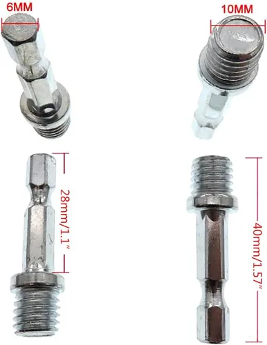 Miniatura 5 de 2 unids/set adaptador de taladro hexagonal M10+M14 Herramientas de división de madera Llave eléctrica Adaptar su taladro eléctrico a alto par