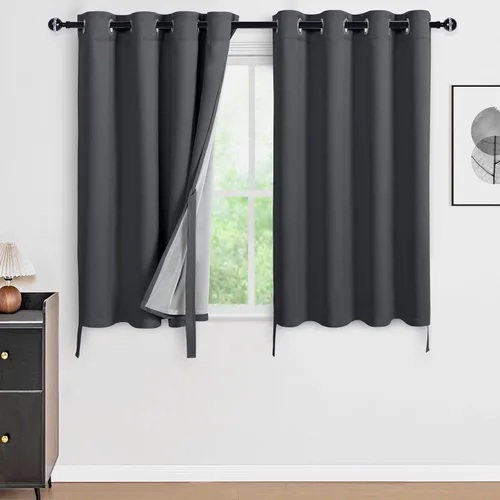 Miniatura 161 de DWCN Cortinas 100% opacas de 84 pulgadas de largo para dormitorio con forro negro, paneles de cortina de ventana de doble capa con aislamiento Azul