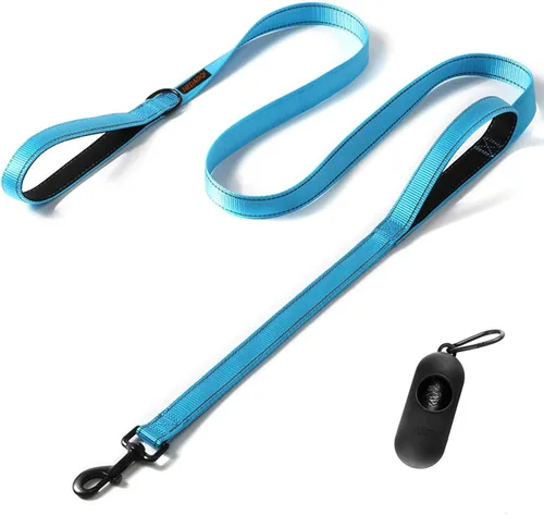 Miniatura 10 de Correa resistente para perros con 2 asas - Correa reflectante anti-tracción de 6 pies para perros grandes, asa acolchada de tráfico para control
