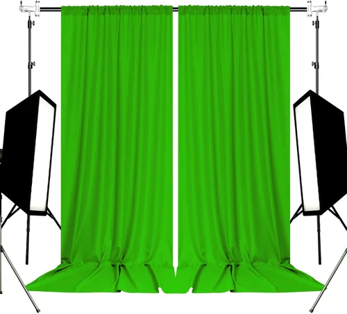 Miniatura 23 de MYSKY HOME Cortinas de 10 pies x 10 pies Verde Cazador Cortinas de Fondo para Fiestas Bodas Escenario Cortinas con Bolsillo para Barra Cortinas