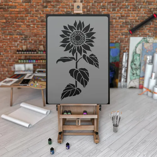 Miniatura 4 de NAKLEO Plantilla de pintura de pared grande floral de 16.9 x 25.2, patrón de naturaleza de hojas de girasol, plantilla de flores de plástico