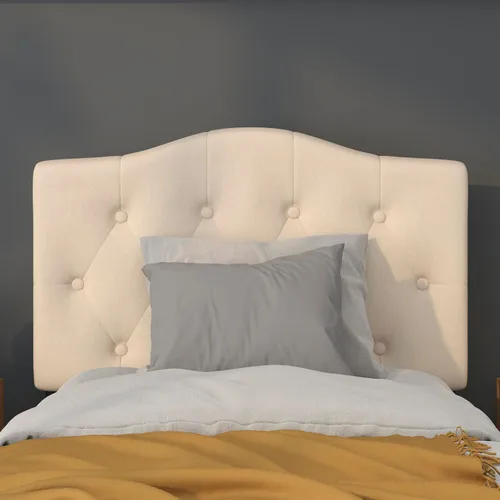 Miniatura 4 de BizChair Cabecero tapizado capitoné tamaño individual en tela beige