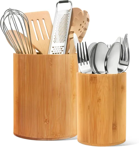 Miniatura 8 de Soporte de bambú para utensilios de cocina, soporte grande para encimera de cocina, cuchara de bambú y soporte para palillos para decoración