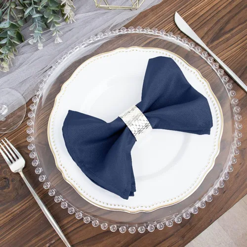 Miniatura 8 de 60 servilletas de poliéster azul marino de 17 pulgadas para boda, fiesta, recepción, catering, eventos, restaurante, cocina, hogar
