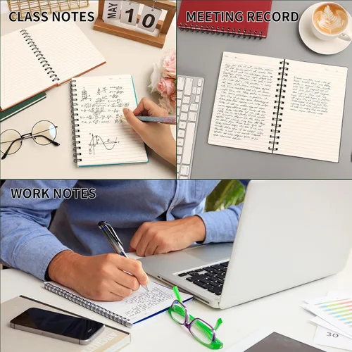 Miniatura 6 de EOOUT Paquete de 8 cuadernos en espiral, cuadernos A5 de tapa dura, diarios en espiral con rayas universitarias, colores surtidos de tonos de joyas
