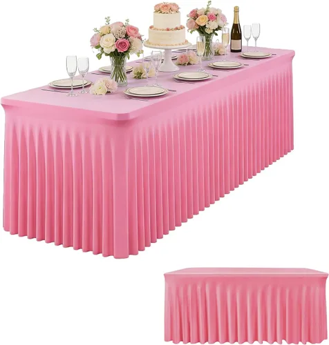 Miniatura 13 de Paquete de 2 Faldones de Mesa Rectangulares Negros, 48L x 24A x 30Al Pulgadas, Manteles Ajustados de Spandex Elástico, Resistentes a las Arrugas