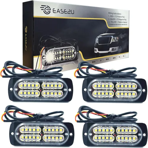 Miniatura 8 de Barra de luz estroboscópica ámbar impermeable de 12-24 V, 20 LED, con 32 intermitentes diferentes para automóvil, camión, SUV, camioneta, 4