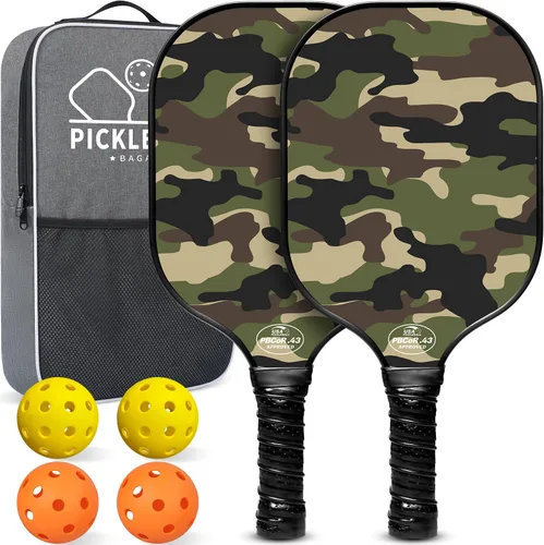 Miniatura 14 de BAGAIL Palas de pickleball aprobadas por USAPA, juego de pickleball de superficie de fibra de vidrio, raquetas ligeras con 4 bolas, 1 bolsa