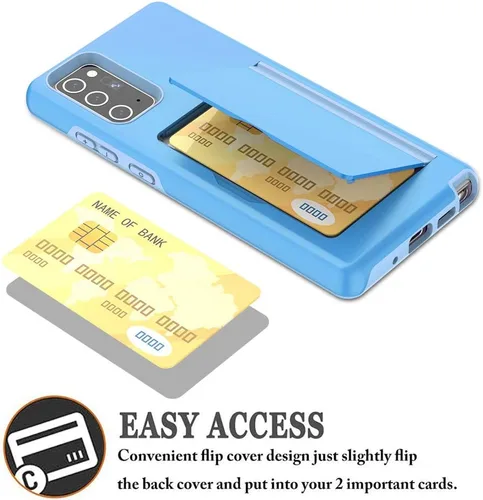 Miniatura 4 de Funda de teléfono para Samsung Galaxy Note 20 con protector de pantalla de vidrio templado y tarjetero para tarjetas de crédito, billetera delgada