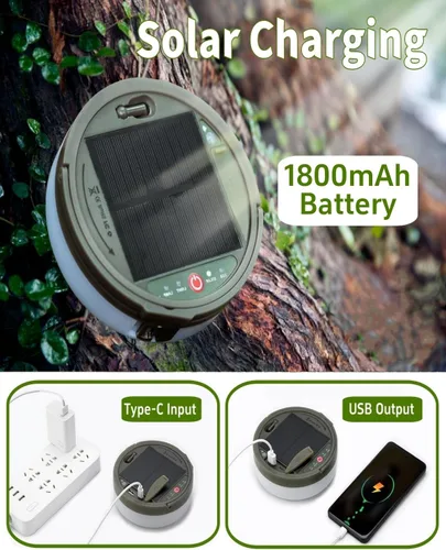 Miniatura 3 de Luces de tira para acampar solares, tira de luz de hadas de 32.8 pies, lámpara de campamento impermeable portátil 4 en 1 con 8 modos de iluminación