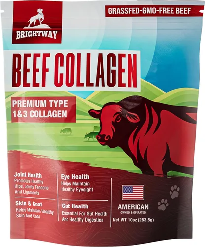 Colágeno alimentado con pasto para perros, apoya la salud de la piel y el pelaje, la cadera, el cuidado de las articulaciones y el soporte del