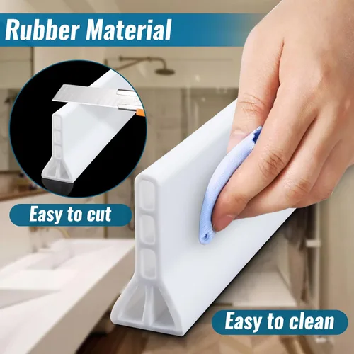Miniatura 4 de Presa de agua de umbral de ducha de 3 pulgadas de alto, 39 pulgadas de largo, plegable, protector contra salpicaduras de agua de ducha, barrera
