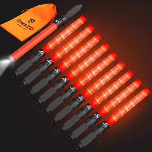 Miniatura 8 de Paquete de 2 varitas de tráfico, varita de control de tráfico de 21 pulgadas con LED blanco en la parte superior, bastón de señal de seguridad