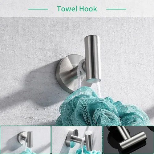 Miniatura 6 de Miyili BS01N4 - Juego de accesorios de baño de 4 piezas, acero inoxidable cepillado, soporte para pared, incluye toallero doble, toallero de mano