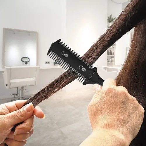 Miniatura 4 de Soft 'N Style Paquete de 3 Peine y Recortador de Doble Cara - Tijeras Navaja para Cabello, Estilizador de Puntas Abiertas para Cabello Fino y Grueso