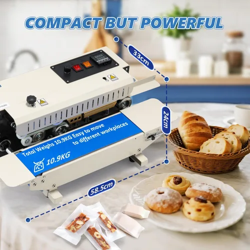 Miniatura 7 de Máquina selladora térmica comercial, máquina de sellado continuo de bandas de bolsas con control digital de temperatura, máquina selladora