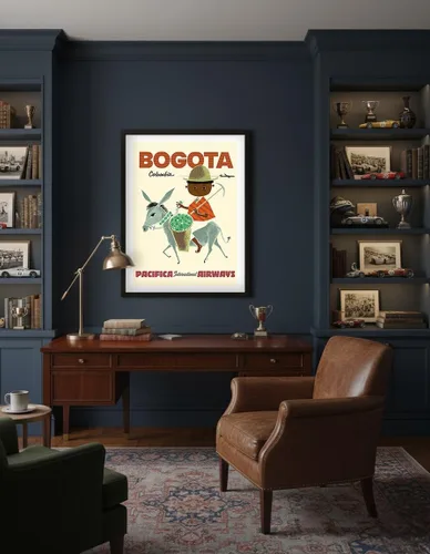 Miniatura 4 de Sokoloff c.1950s - Bogotá Colombia - Pacifica International Airways - Andes Boy with Colombian Emeralds - Póster vintage de viaje de aerolínea por