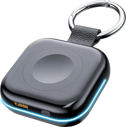 Miniatura 16 de Cargador de viaje portátil para Apple Watch Series 8, cargador inalámbrico para iWatch de 1200 mAh con cable de carga, llavero de bolso, cargadores