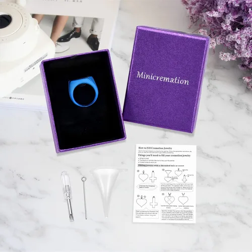 Miniatura 40 de Joyería de cremación para cenizas, geometría, estilo simple, anillo conmemorativo para cenizas, soporte para cenizas con kit de relleno, anillo