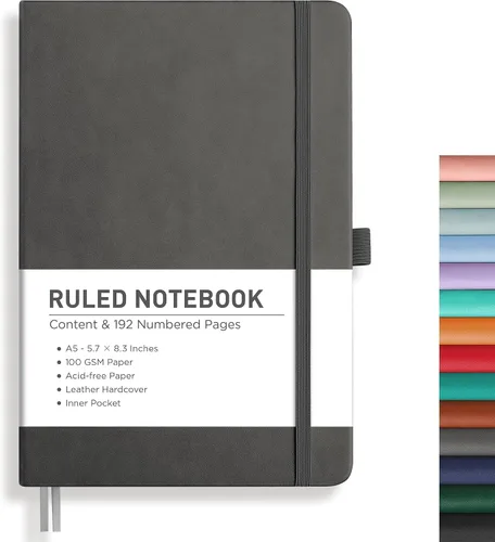 Miniatura 23 de RETTACY Cuaderno rayado, 192 páginas numeradas, tamaño A5 mediano (5.7 x 8.3 pulgadas), para hombres y mujeres, para hacer notas, escritura, trabajo