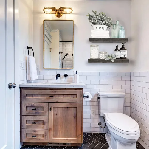 Miniatura 2 de QEEIG Estantes flotantes de baño para pared, estante de pared de 15.7 pulgadas sobre el inodoro, decoración del hogar, estantería pequeña de 15.7 x