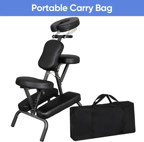 Miniatura 7 de ZENY Silla de masaje portátil, silla de terapia de spa de tatuaje, ajustable, negro, cuero PU, aluminio, estilo moderno, 58.72cmde largo x 45.72cmde