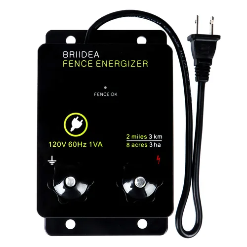 Briidea Energizador de Valla Eléctrica de 2 Millas para Prevenir la Intrusión de Animales Salvajes 8 Acres Voltaje de Salida 5000 V 0.1 Joule