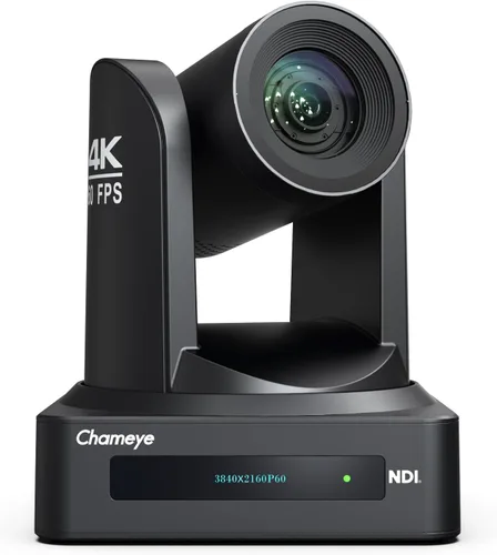 Chameye Cámara PTZ NDI 4K 60FPS NDI, cámara de transmisión en vivo con seguimiento automático AI, compatible con salida 4K 60fps NDI HX3, zoom Negro