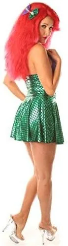 Miniatura 5 de Conjunto de disfraz de sirena para Halloween, Navidad, cosplay, juego de rol, verde y morado, Verde, púrpura
