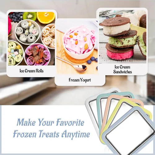 Miniatura 7 de Máquina para Hacer Helados Enrollados Máquina de Helado Instantáneo con 2 Espátulas Placa de Yogur Congelado Casero DIY Bandeja Instantánea