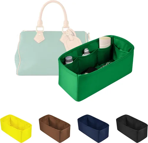 Organizador de bolso para bolsa de lujo, tela de satén ligera y suave con bolsillos, ideal para viajes, compras y uso diario, opciones multicolor,