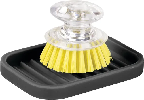 Miniatura 3 de iDesign Jabonera de silicona para jabón en barra o cepillo de fregar, ideal para cocina o baño, color negro