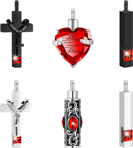 Miniatura 9 de Fumete 6 piezas de collar de cenizas, joyería de urna para cenizas humanas, colgante conmemorativo - para hombres y mujeres