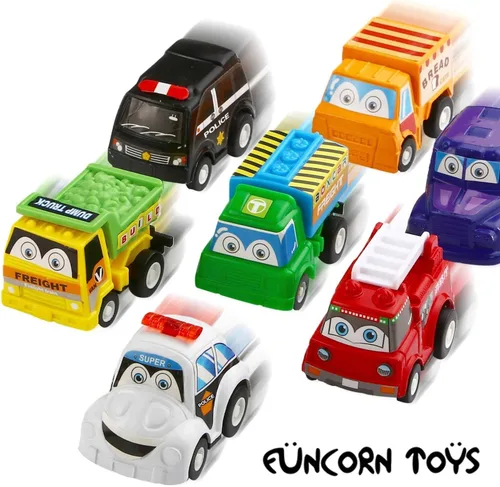 Miniatura 7 de Funcorn Toys Juego de 12 mini vehículos de plástico surtido, juguetes de camión y automóvil para niños pequeños, recuerdos de fiesta, juego de auto