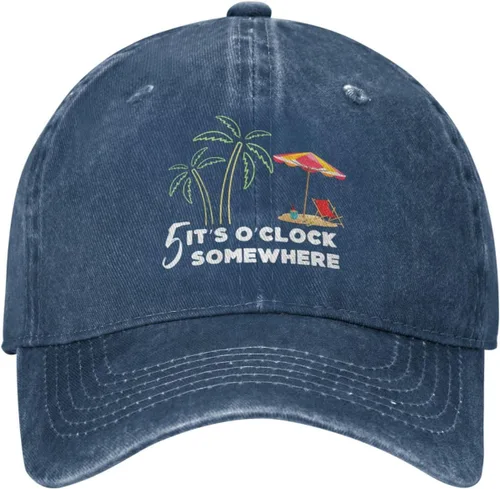 5 Oclock Somewhere Hat Its 5 O' Clock Somewhere Cap for Men Dad Hats Funny Cap Azul marino