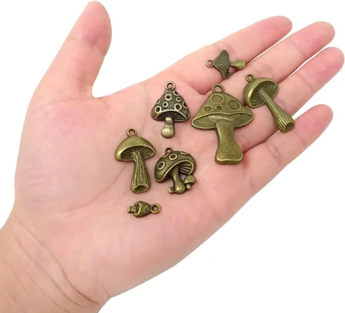 Miniatura 6 de Honbay 42 dijes de aleación de hongos, bonitos hallazgos de joyería para aretes, collares, pulseras, llaveros y manualidades (7 estilos), aleación