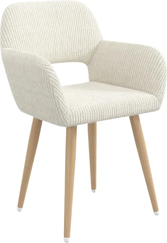 Juego de 1 silla de escritorio para oficina en casa, silla de tocador de tela de pana para maquillaje con respaldo hueco, cómodo sillón con marco de