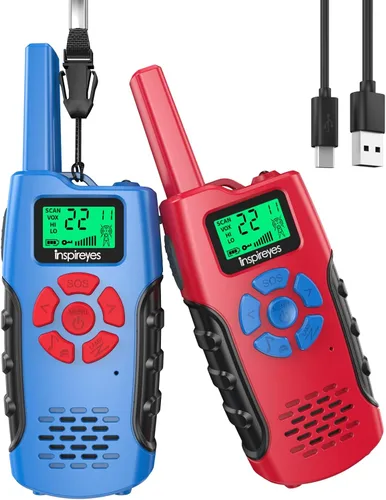Miniatura 19 de Inspireyes Walkie Talkies para niños recargables, juguetes para niños y niñas de 3 a 12 años, paquete de 2 radios bidireccionales de largo alcance
