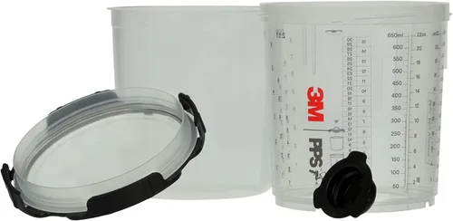 Miniatura 9 de 3M 26000 PPS 2.0 Kit de taza, tapas y forros para pistola pulverizadora, estándar, filtro de 200 micrones, 22 onzas, negro, plateado