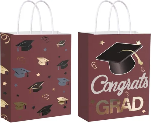 Miniatura 9 de 12 bolsas de regalo para graduados, regalos de fiesta de graduación, bolsas de envoltura para decoración de suministros de fiesta temática