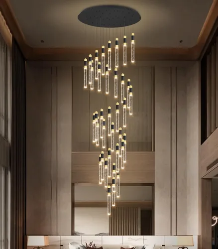 Miniatura 18 de Lámpara de araña moderna de 118 pulgadas con 12 luces para sala de estar, luminaria LED regulable para entrada, luz de techo alto, iluminación