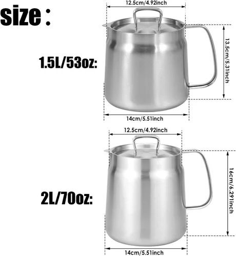 Miniatura 7 de Freidora de acero inoxidable, olla de colador de aceite 2 en 1 de gran capacidad de 53/70 onzas, freidora de acero inoxidable 304 y filtro de aceite